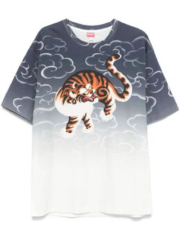 Kenzo: Голубая футболка  Tiger