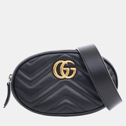 Gucci: Чёрная сумка  GG Marmont