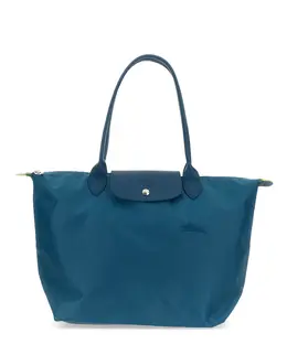 Longchamp: Голубая сумка-шоппер  Le Pliage