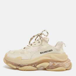 Balenciaga: Бежевые кроссовки  Triple S