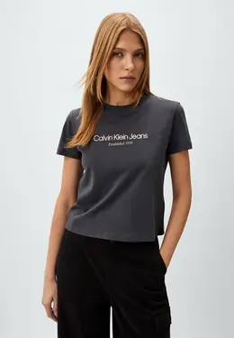 Calvin Klein Jeans: Серая футболка 