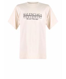 BALENCIAGA: Бежевая футболка 