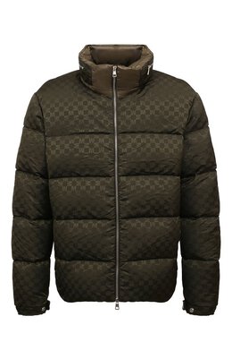 Moncler: Зелёный пуховик 