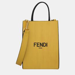 Fendi: Жёлтая сумка-шоппер  Roma