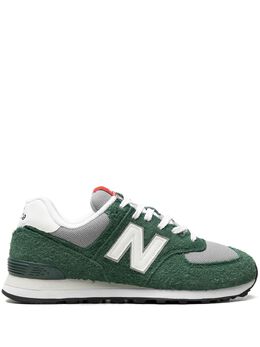New Balance: Зелёные кроссовки  574