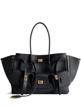 Balenciaga: Чёрная сумка-шоппер 