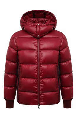 Moncler: Бордовый пуховик 