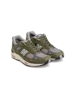 New Balance: Зелёные кроссовки  991