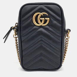 Gucci: Чёрная сумка  GG Marmont