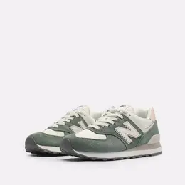 New Balance: Зелёные кроссовки  574