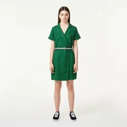 LACOSTE: Зелёное платье 