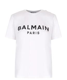 BALMAIN: Белая футболка 