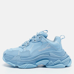 Balenciaga: Голубые кроссовки  Triple S