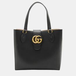 Gucci: Чёрная сумка-шоппер  GG Marmont