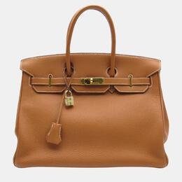 Hermes: Коричневая сумка-шоппер  Birkin 35