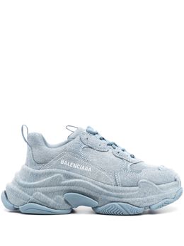 Balenciaga: Голубые кроссовки  Triple S