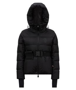 MONCLER: Пуховик с поясом 