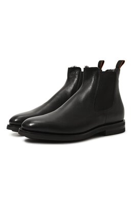 Santoni: Чёрные ботинки 