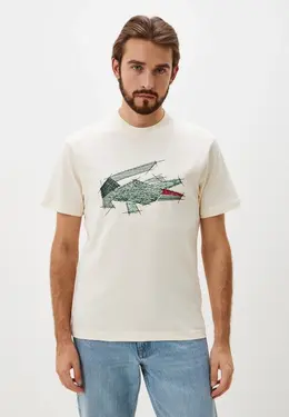 Lacoste: Бежевая футболка 