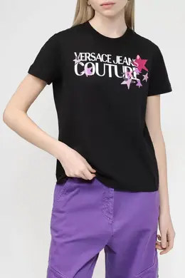 Versace Jeans Couture: Чёрная футболка 