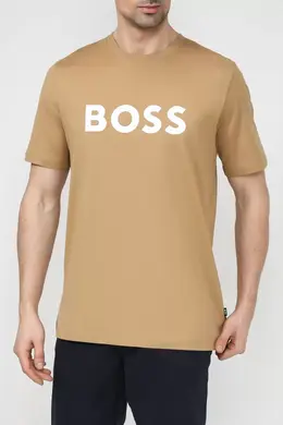 BOSS: Бежевая футболка 