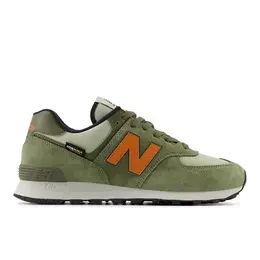 New Balance: Зелёные кроссовки  574