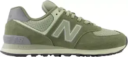 New Balance: Зелёные кроссовки  574