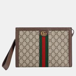 Gucci: Коричневый клатч  GG Supreme