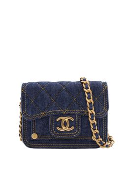 CHANEL Pre-Owned: Голубая сумка через плечо 