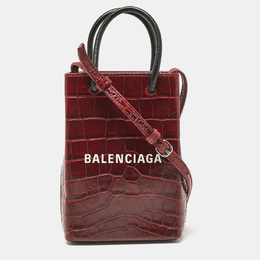 Balenciaga: Бордовая сумка через плечо  Shopping