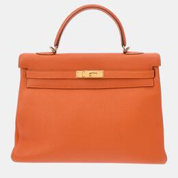 Hermes: Оранжевая сумка  Kelly 35