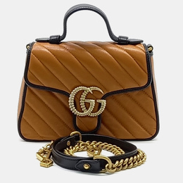 Gucci: Коричневая сумка  GG Marmont