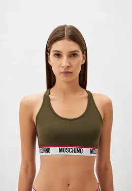 Moschino Underwear: Бюстгальтер цвета хаки 