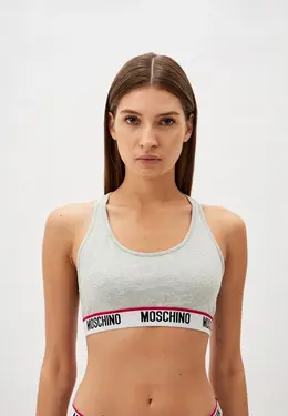 Moschino Underwear: Серый бюстгальтер 