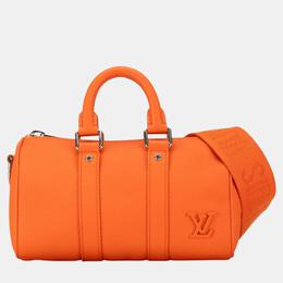 Louis Vuitton: Оранжевая сумка  Keepall