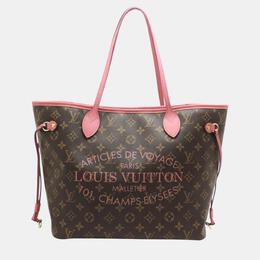 Louis Vuitton: Розовая сумка-шоппер  Neverfull MM