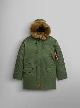 Alpha Industries: Зелёный пуховик 