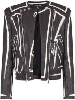 Balmain: Чёрная куртка  Biker