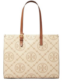 Tory Burch: Бежевая сумка-шоппер 