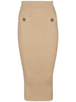 Balmain: Бежевая юбка 