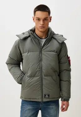 Alpha Industries: Зелёный пуховик 