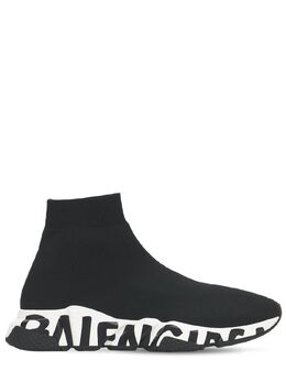 BALENCIAGA: Чёрные кроссовки  Speed Graffiti