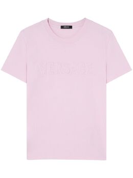 Versace: Розовая футболка 