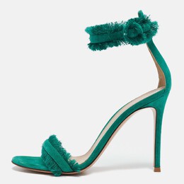 Gianvito Rossi: Зелёные сандалии  Fringe