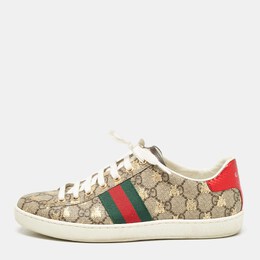 Gucci: Бежевые кроссовки  GG Supreme