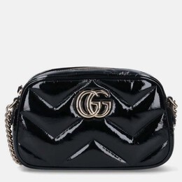 Gucci: Чёрная сумка  GG Marmont