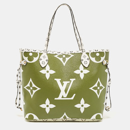 Louis Vuitton: Сумка  Neverfull MM цвета хаки