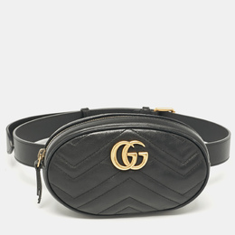 Gucci: Чёрная сумка  GG Marmont