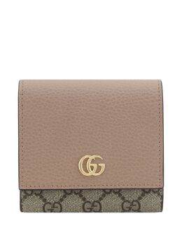 Gucci: Бежевый кошелёк  GG Marmont