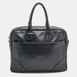 Bottega Veneta: Чёрный портфель  Intrecciato